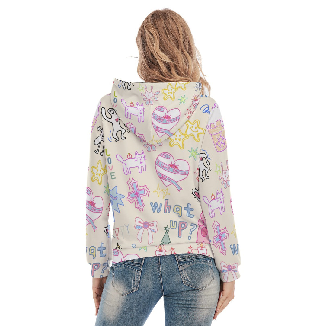 Graffiti Print Women's Slim Pullover Hoodie