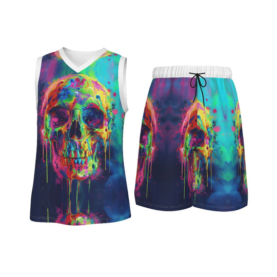 All-Over Print Men's V Neck Basketball Suit