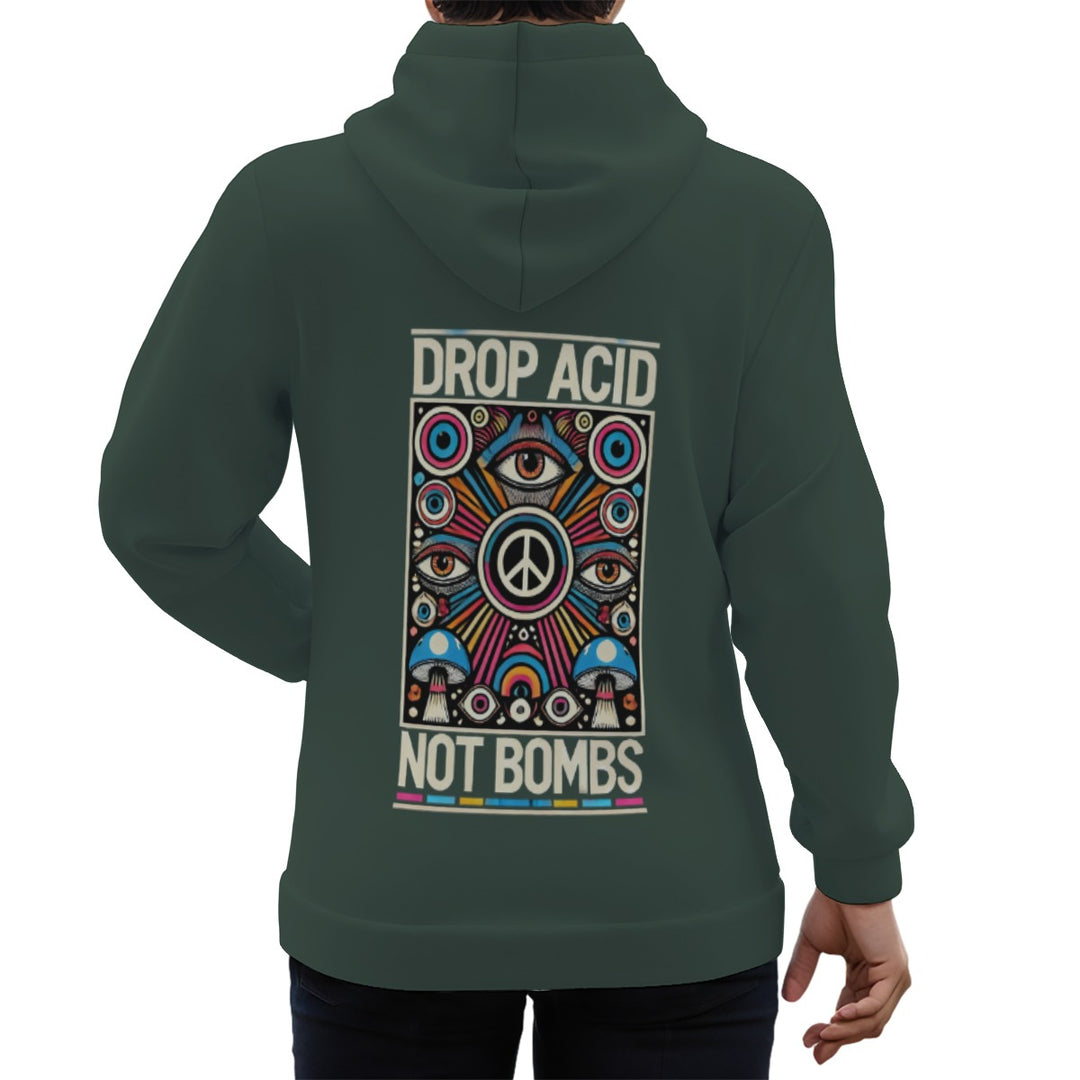 ‘Retro Psychedelia’ Green Eco-friendly All-Over Print Unisex Pullover Hoodie