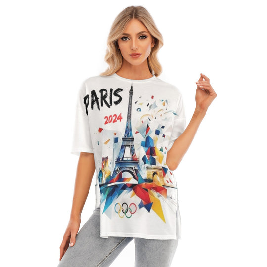 2024 Paris Olympic Women's Short Sleeves T-shirt With Hem Split