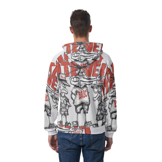 Retro Monsters Print Men's Raglan Pullover Hoodie