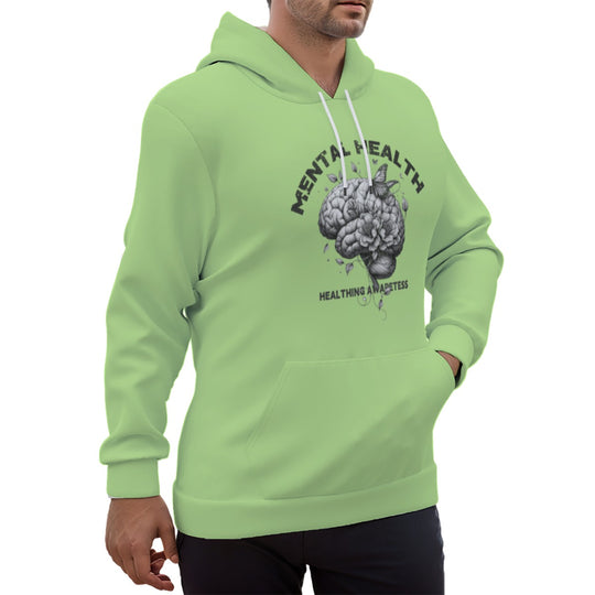 ‘Mental Green’ Eco-friendly All-Over Print Unisex Pullover Hoodie