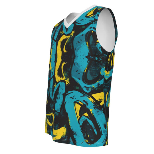 All-Over Print Men's V Neck Basketball Top