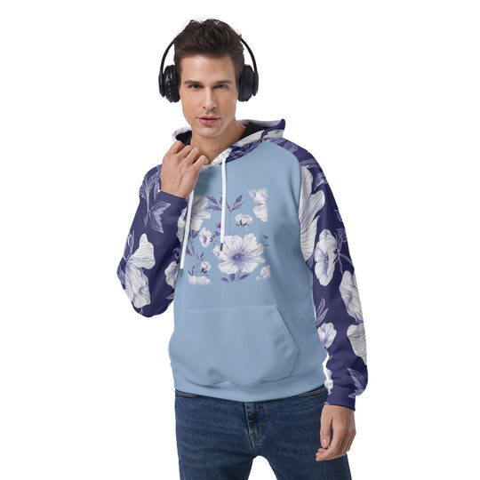 Blue Print Men's Raglan Pullover Hoodie