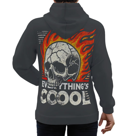 Flameskull Ⅱ Luna Grey Eco-friendly All-Over Print Unisex Pullover Hoodie