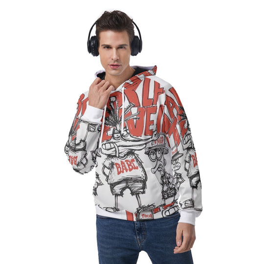 Retro Monsters Print Men's Raglan Pullover Hoodie