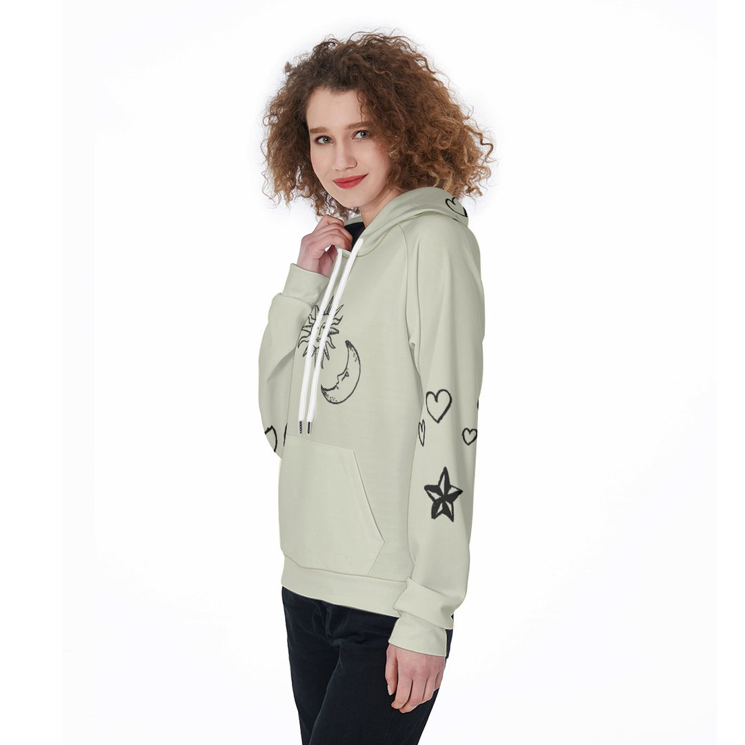 Sun Moon Stars Print Hoodie