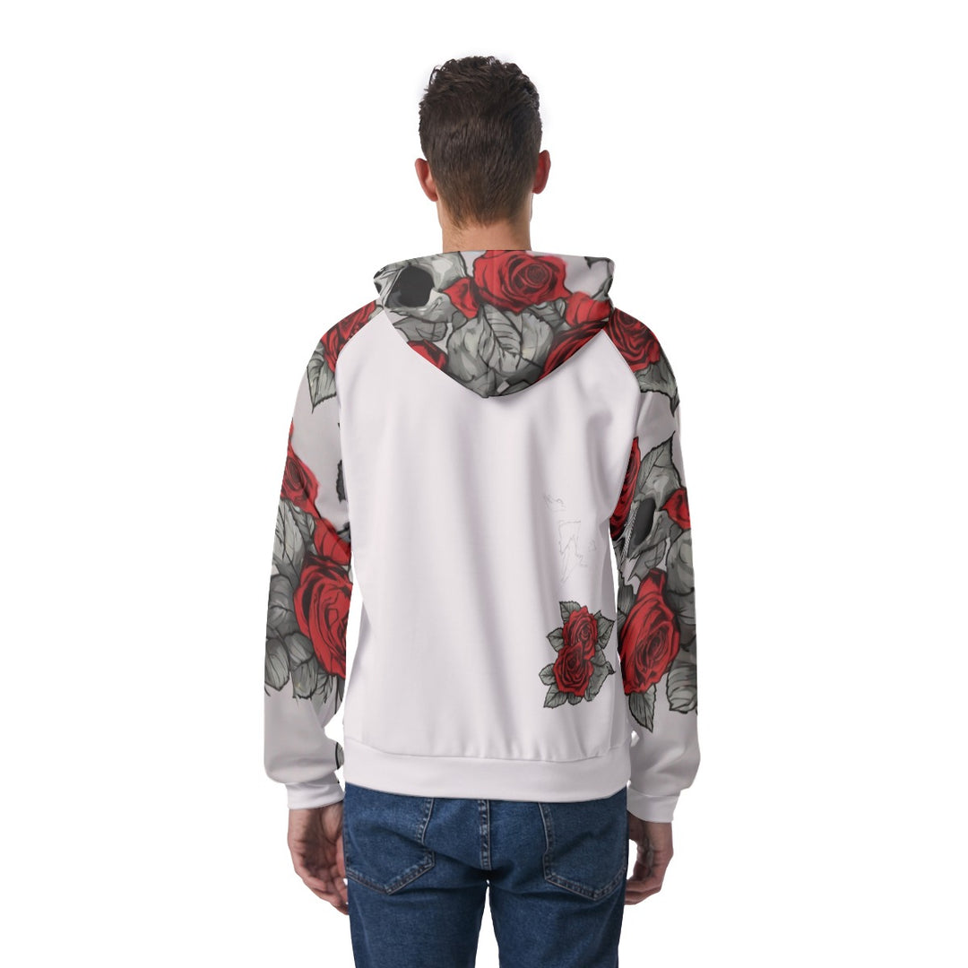 Rose print Men's Raglan Pullover Hoodie