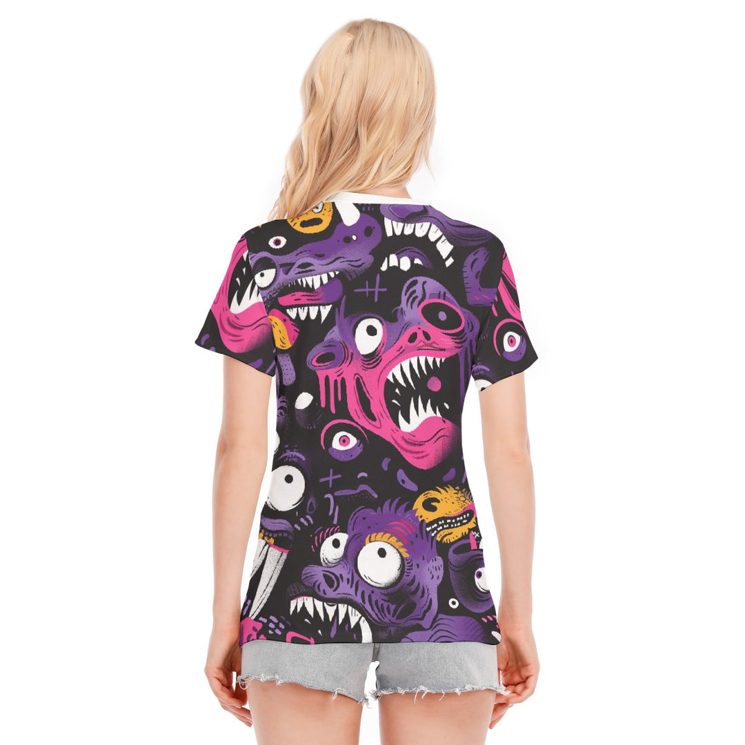 All-Over Print Women's Round Neck T-Shirt | 190GSM Cotton