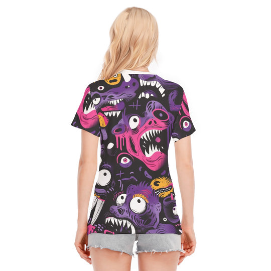 All-Over Print Women's Round Neck T-Shirt | 190GSM Cotton