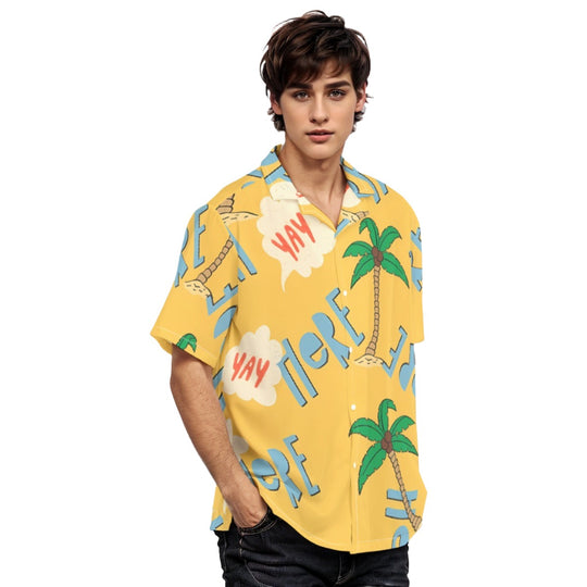 Men's Hawaiian Tropical Print Shirt With Button Closure