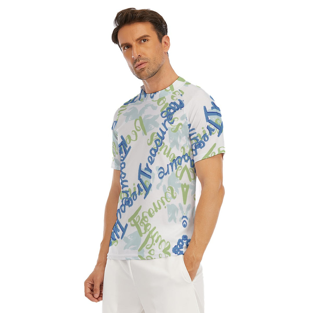 All-Over Print Men's Tight Surf Clothing With Half Sleeves