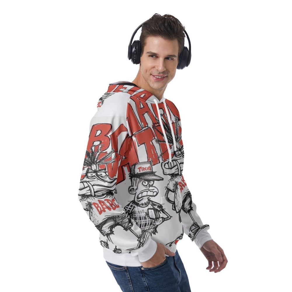 Retro Monsters Print Men's Raglan Pullover Hoodie