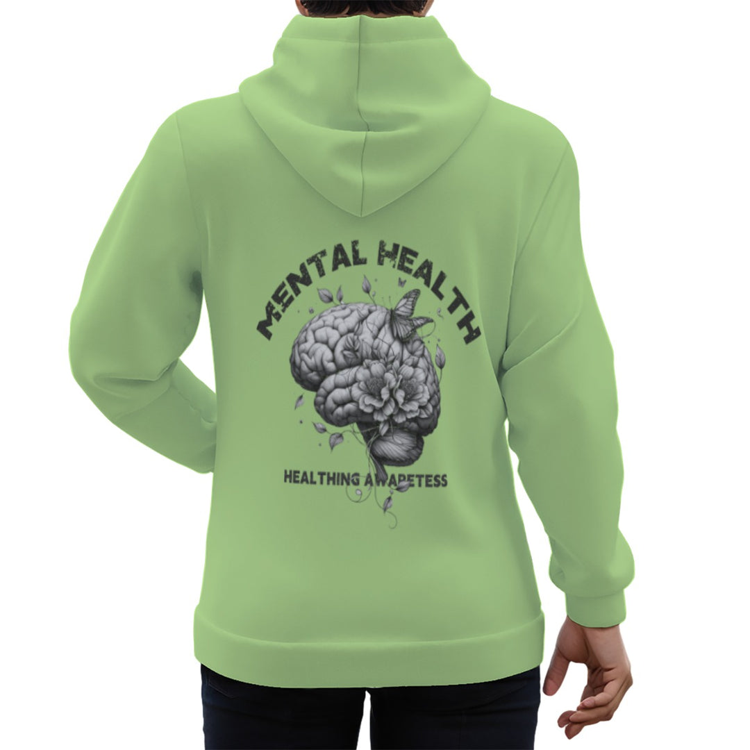 ‘Mental Green’ Eco-friendly All-Over Print Unisex Pullover Hoodie