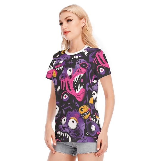 All-Over Print Women's Round Neck T-Shirt | 190GSM Cotton