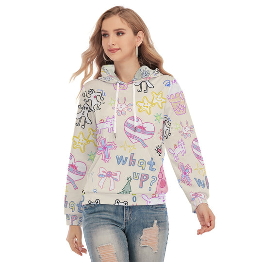 Graffiti Print Women's Slim Pullover Hoodie