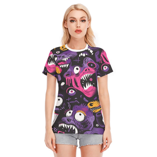 All-Over Print Women's Round Neck T-Shirt | 190GSM Cotton