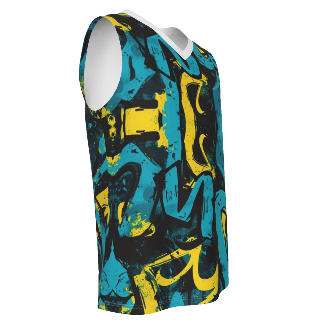 All-Over Print Men's V Neck Basketball Top