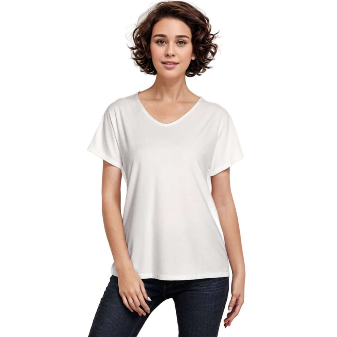 Customized Women's Loose V-neck Short Sleeve T-shirt - Archiify