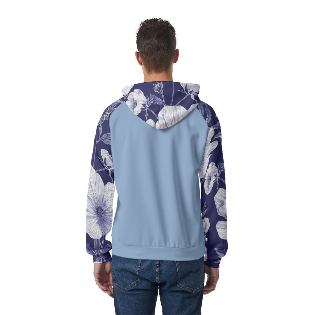 Blue Print Men's Raglan Pullover Hoodie