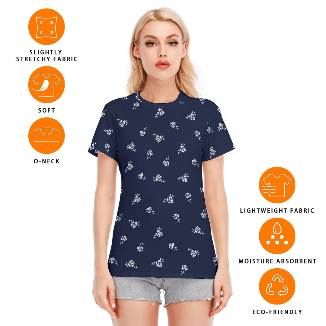 All-Over Print Women's Round Neck T-Shirt | 190GSM Cotton