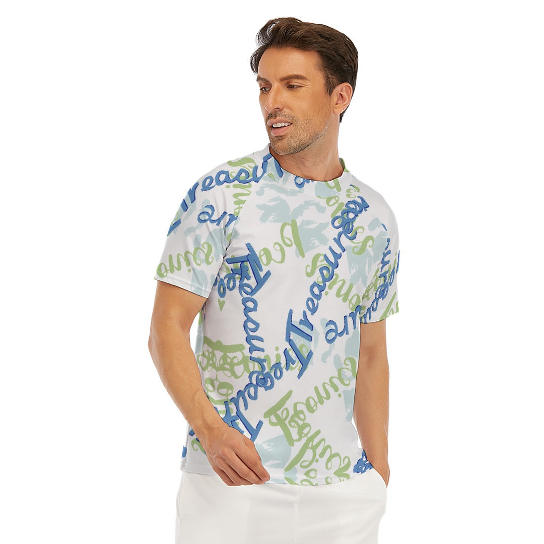 All-Over Print Men's Tight Surf Clothing With Half Sleeves