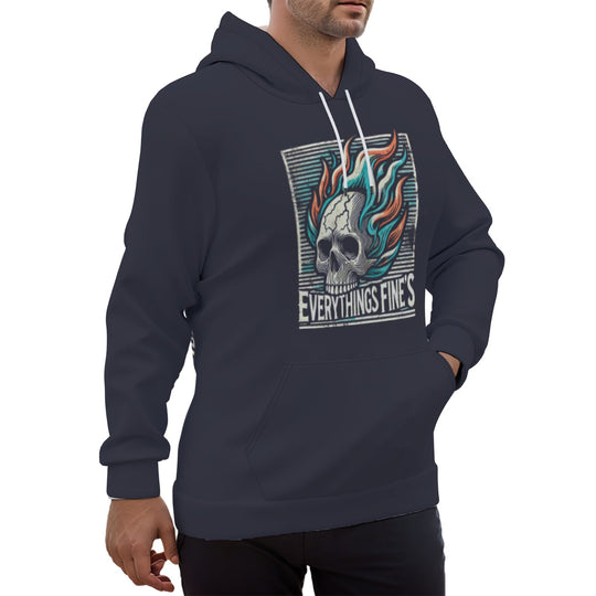 Flameskull Ⅲ Blue Eco-friendly All-Over Print Unisex Pullover Hoodie