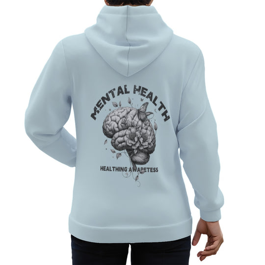 ‘Mental’ Blue Eco-friendly All-Over Print Unisex Pullover Hoodie