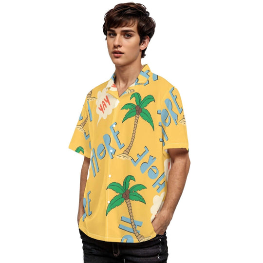 Men's Hawaiian Tropical Print Shirt With Button Closure