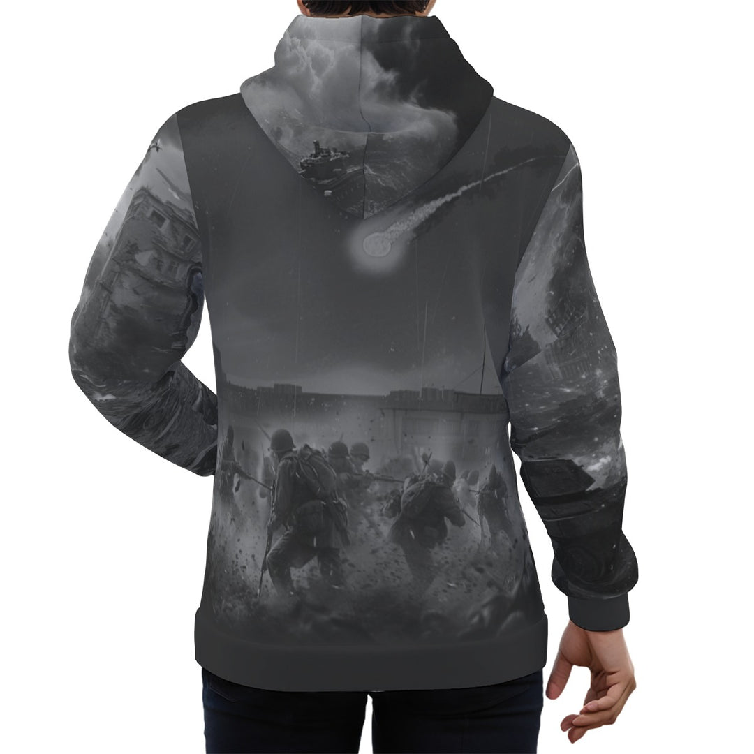 Grayish Black Eco-friendly All-Over Print Unisex Pullover Hoodie