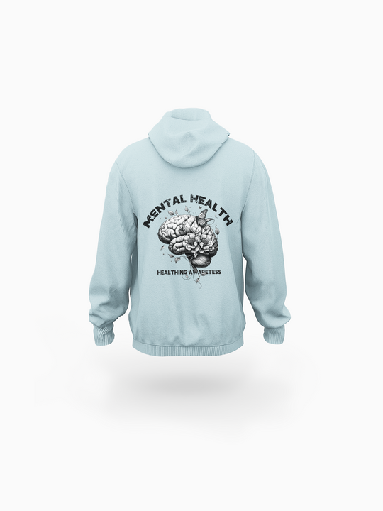 ‘Mental’ Blue Eco-friendly All-Over Print Unisex Pullover Hoodie