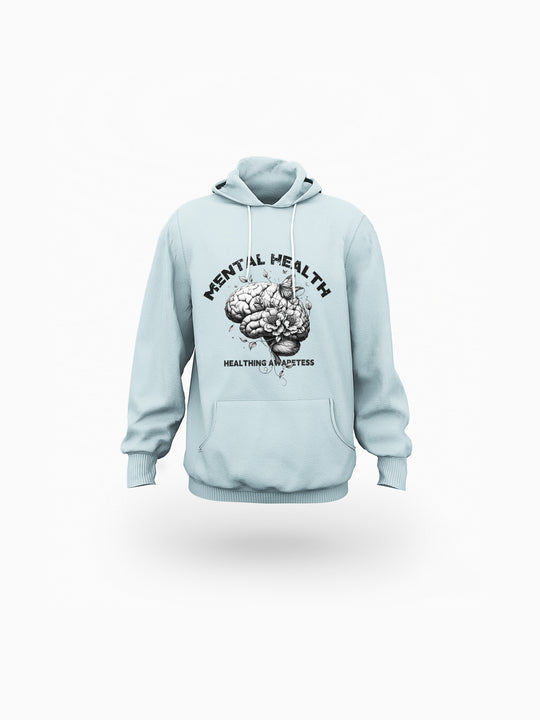 ‘Mental’ Blue Eco-friendly All-Over Print Unisex Pullover Hoodie