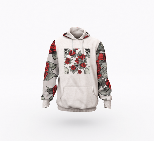 Rose print Men's Raglan Pullover Hoodie