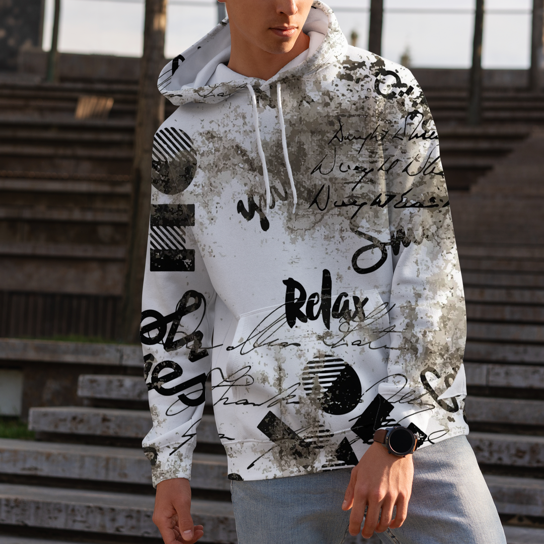 Graffiti Print Men's Pullover Hoodie