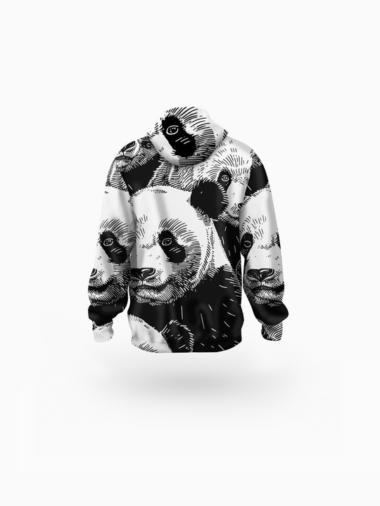 Panda Sketch Printed Women's Long Hoodie