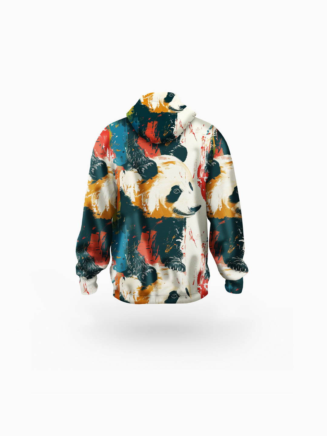 Colorful Panda Printed Women's Long Hoodie