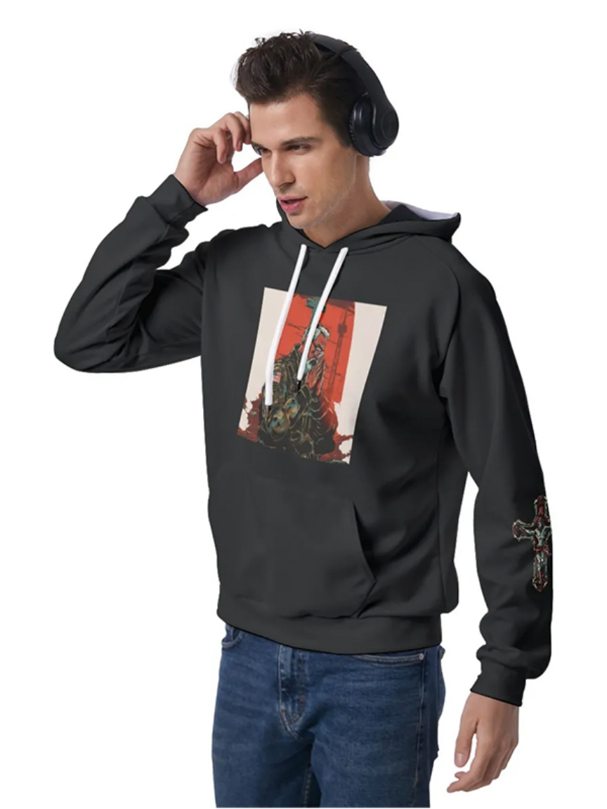 No War Print Men's Raglan Pullover Hoodie