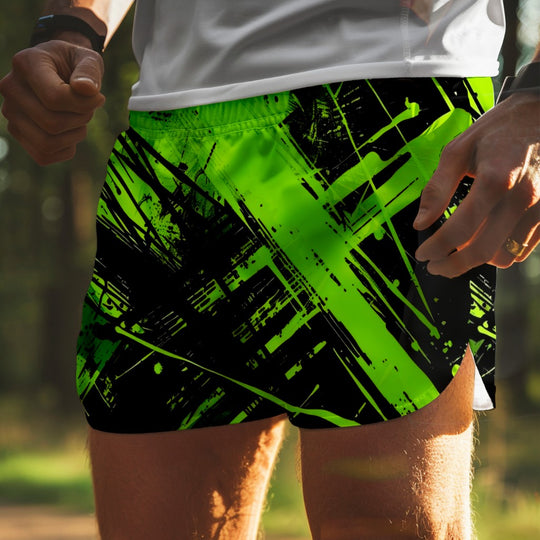 Men's Running Green Ink-jet Sport Shorts