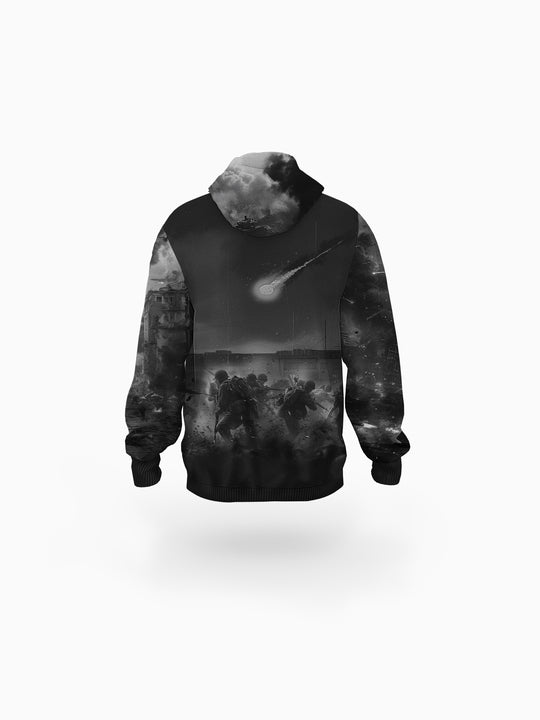 Grayish Black Eco-friendly All-Over Print Unisex Pullover Hoodie