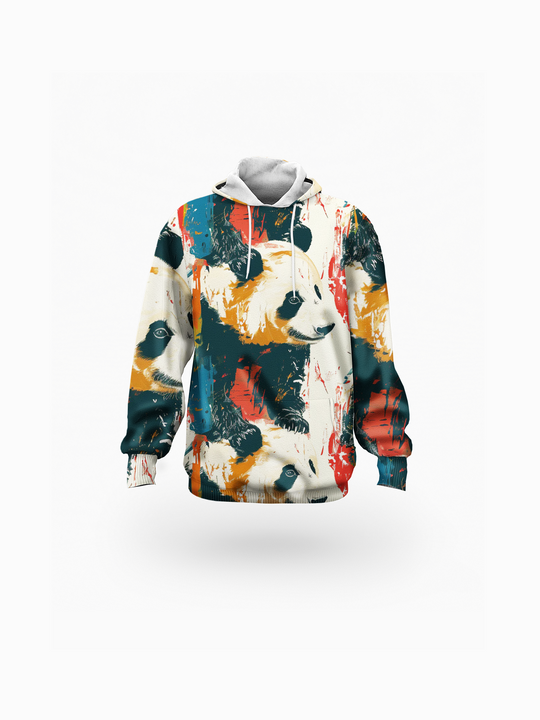 Colorful Panda Printed Women's Long Hoodie