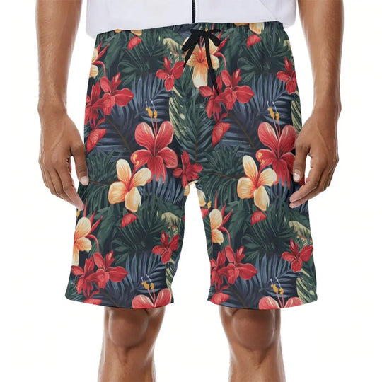 Hawaiian Men's Printed Drawstring  Beach Shorts