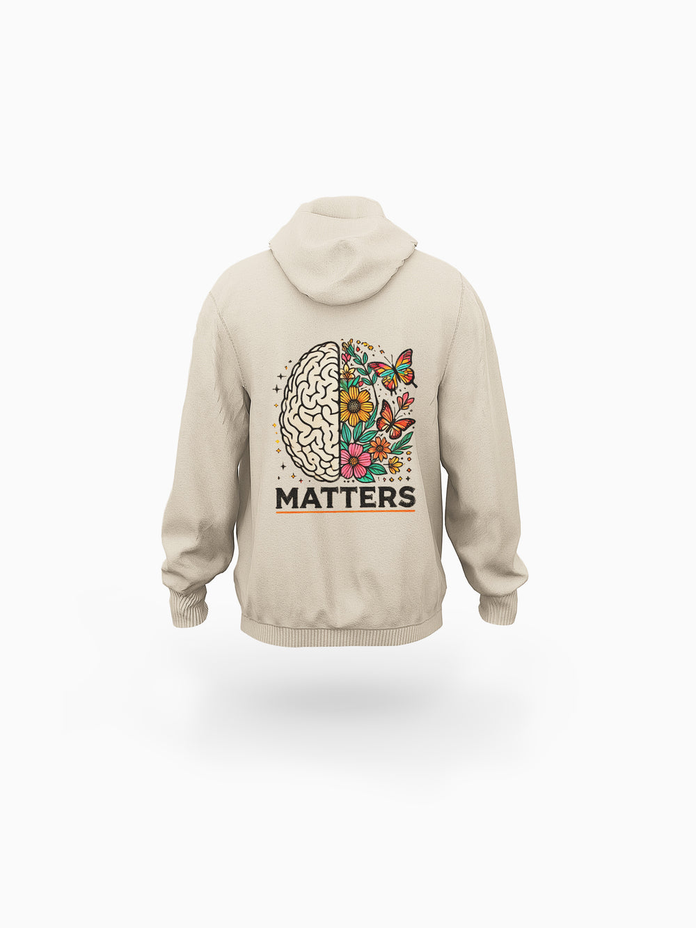 ‘Mentality’ Beige Eco-friendly All-Over Print Unisex Pullover Hoodie