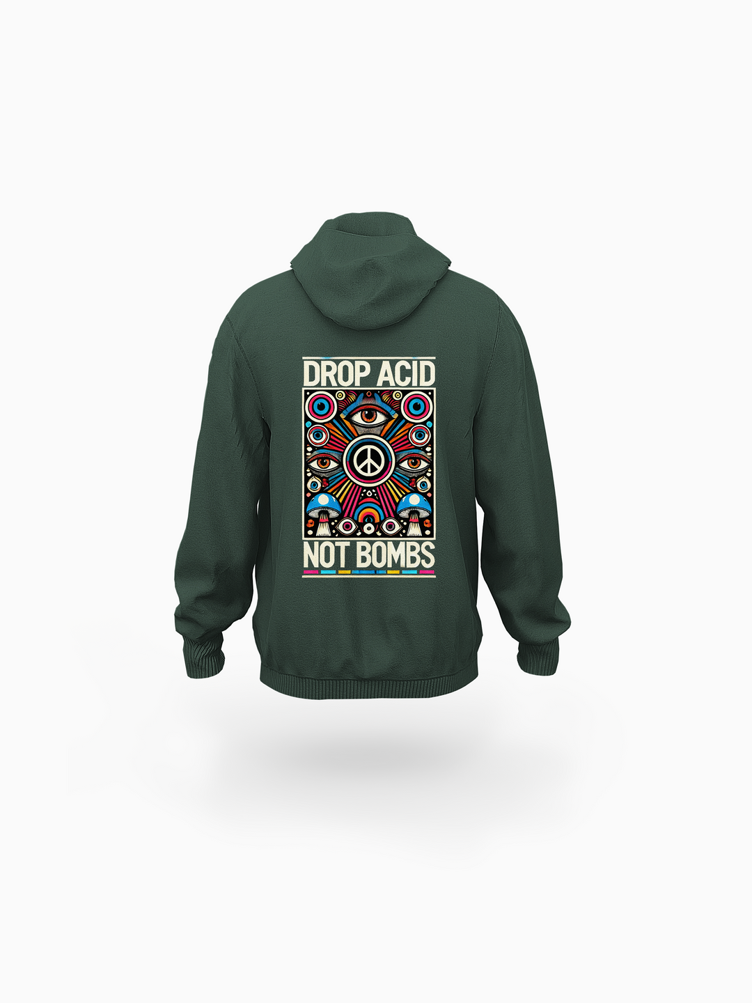 ‘Retro Psychedelia’ Green Eco-friendly All-Over Print Unisex Pullover Hoodie