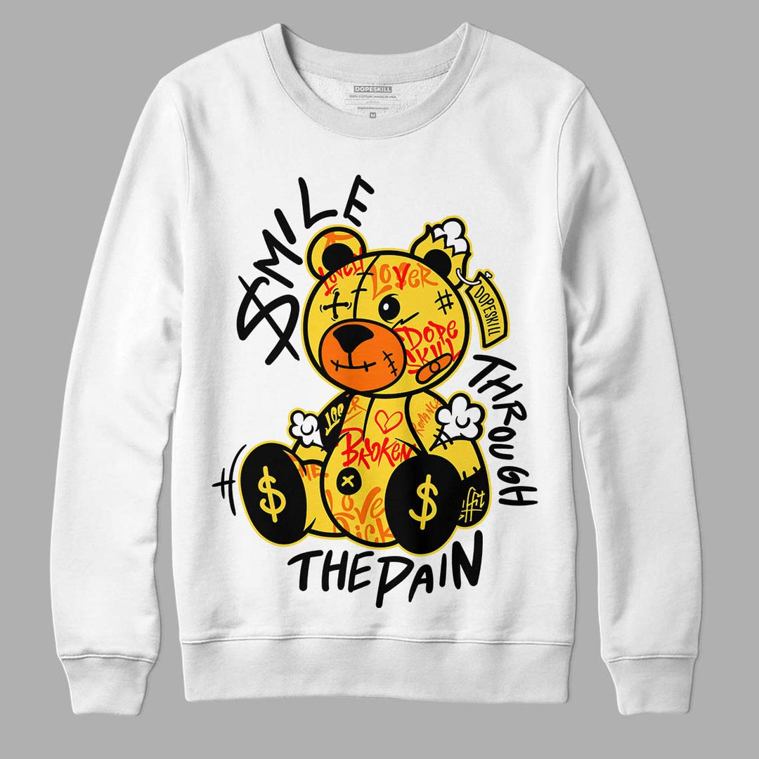 Black Tour Yellow AJ 4 Thunder DopeSkill Sweatshirt Smile Through The Pain Graphic