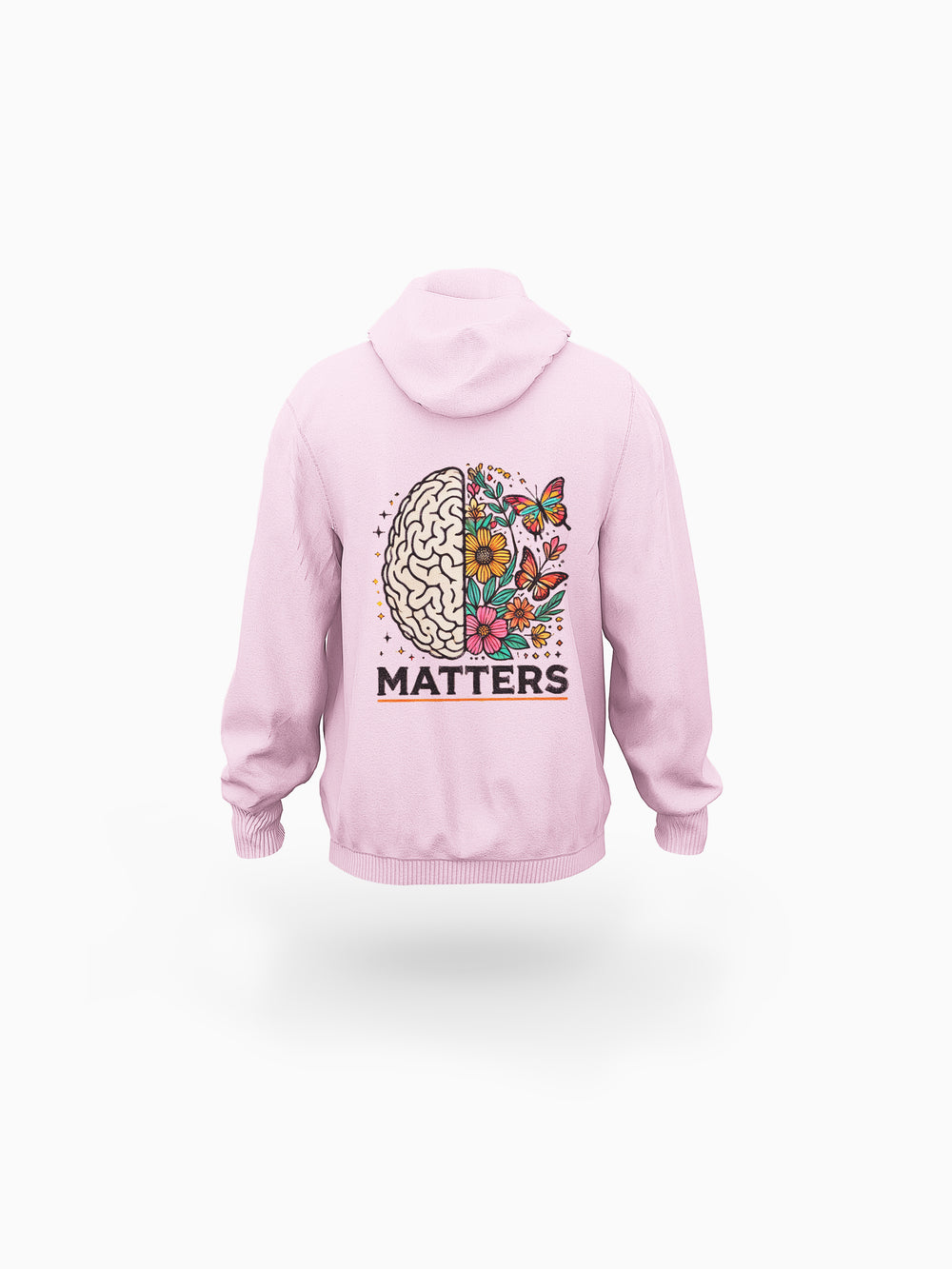 ‘Mentality’ Pink Eco-friendly All-Over Print Unisex Pullover Hoodie