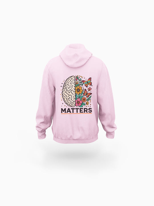 ‘Mentality’ Pink Eco-friendly All-Over Print Unisex Pullover Hoodie