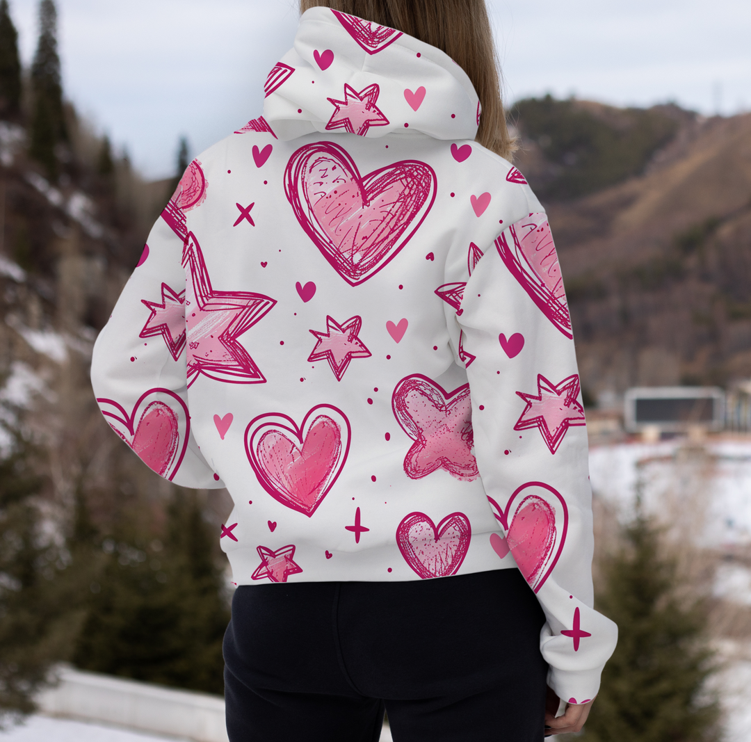 Pink Heart Customized Women's Hoodie