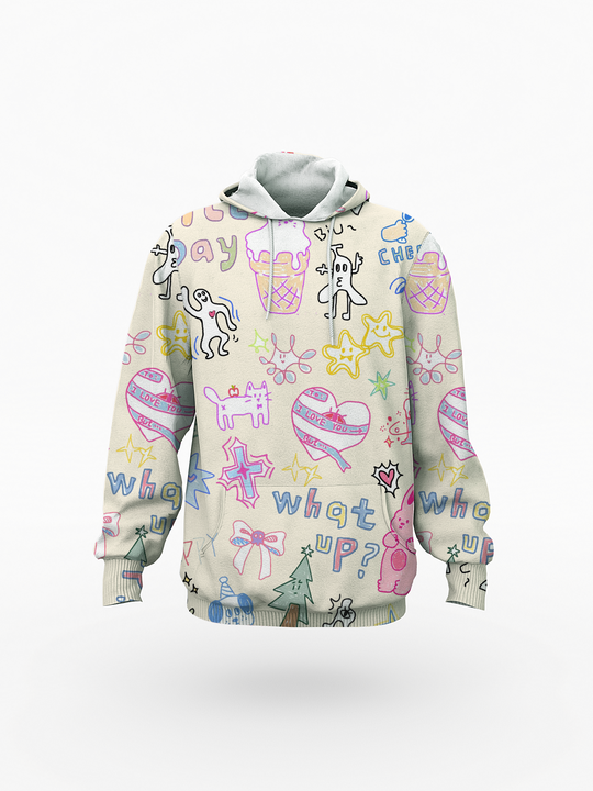 Graffiti Print Women's Slim Pullover Hoodie