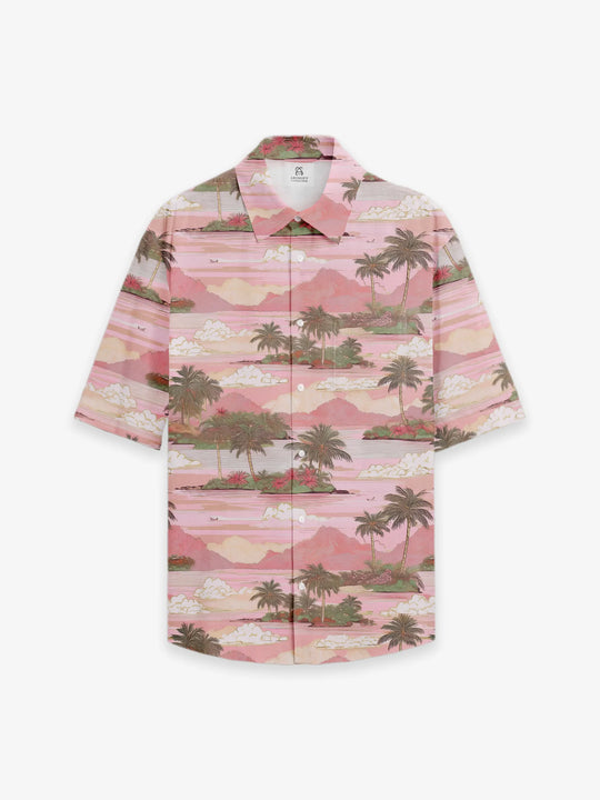 Breezy Hawaiian Short-Sleeve Shirt in Coastal Mirage