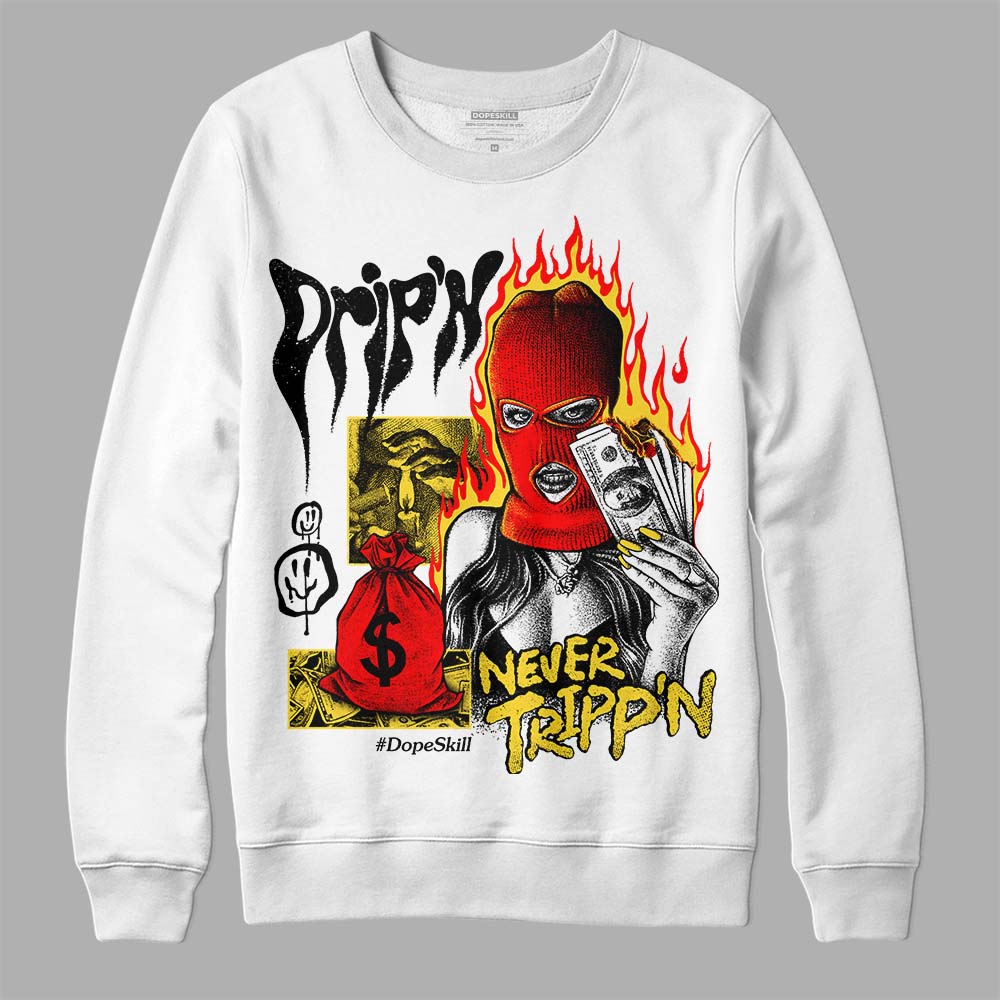 Black Tour Yellow AJ 4 Thunder DopeSkill Sweatshirt Drip'n Never Tripp'n Graphic